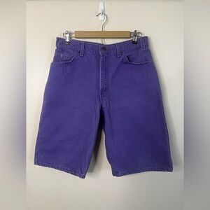Vintage 90s USA Made Levis 560 Orange Tab Purple Denim Shorts 33 Fits 31